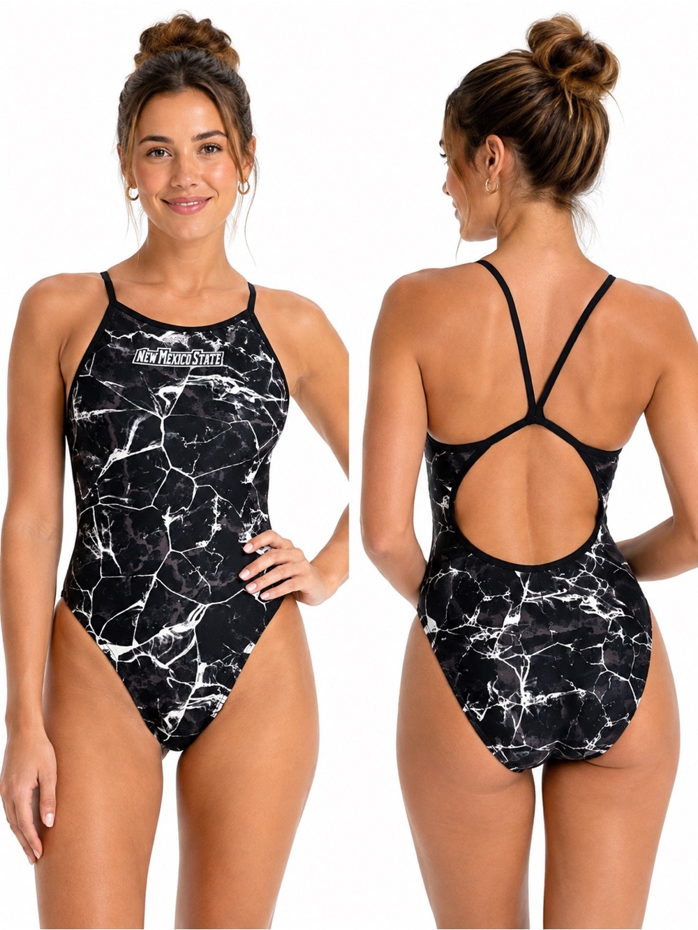 TYR New Mexico State Women’s One-Piece Swimsuit Black Camo Size 30 Small
